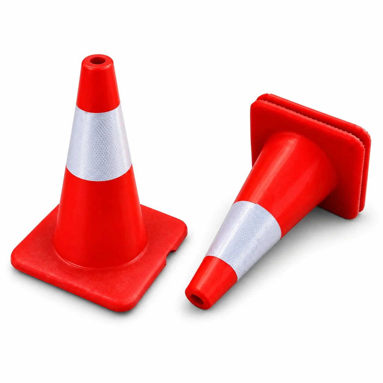 Red and white traffic cones