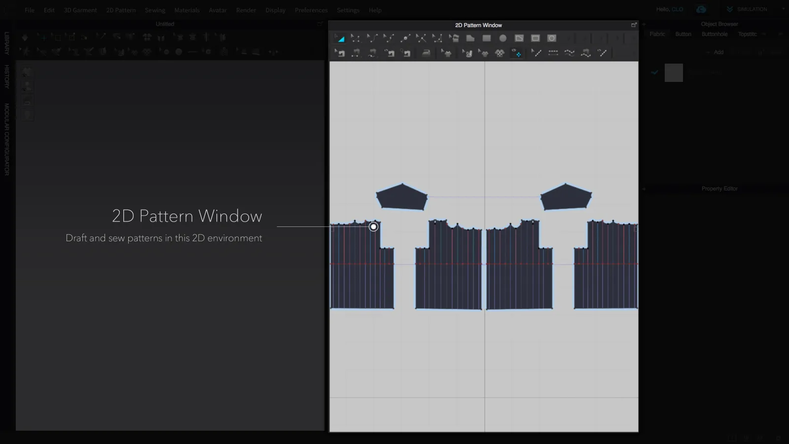 CLO3D 二维版片窗口及顶部工具栏 / 2D Pattern Window and toolbar